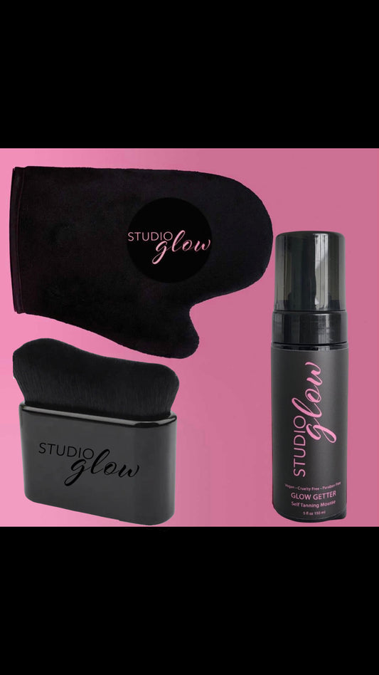 Glow Getter Kit MEDIUM (Self Tanner w/ Application Mitt & Blending Brush)
