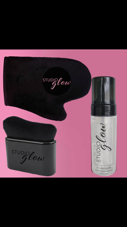 Clear Glow Kit (Gradual Tanner w/ Application Mitt & Blending Brush)